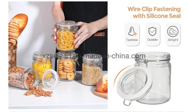 Airtight Glass Canisters with Lids Food Storage Jars Large Cereal Containers for Kitchen Canning, Cereal, Pasta, Sugar, Beans