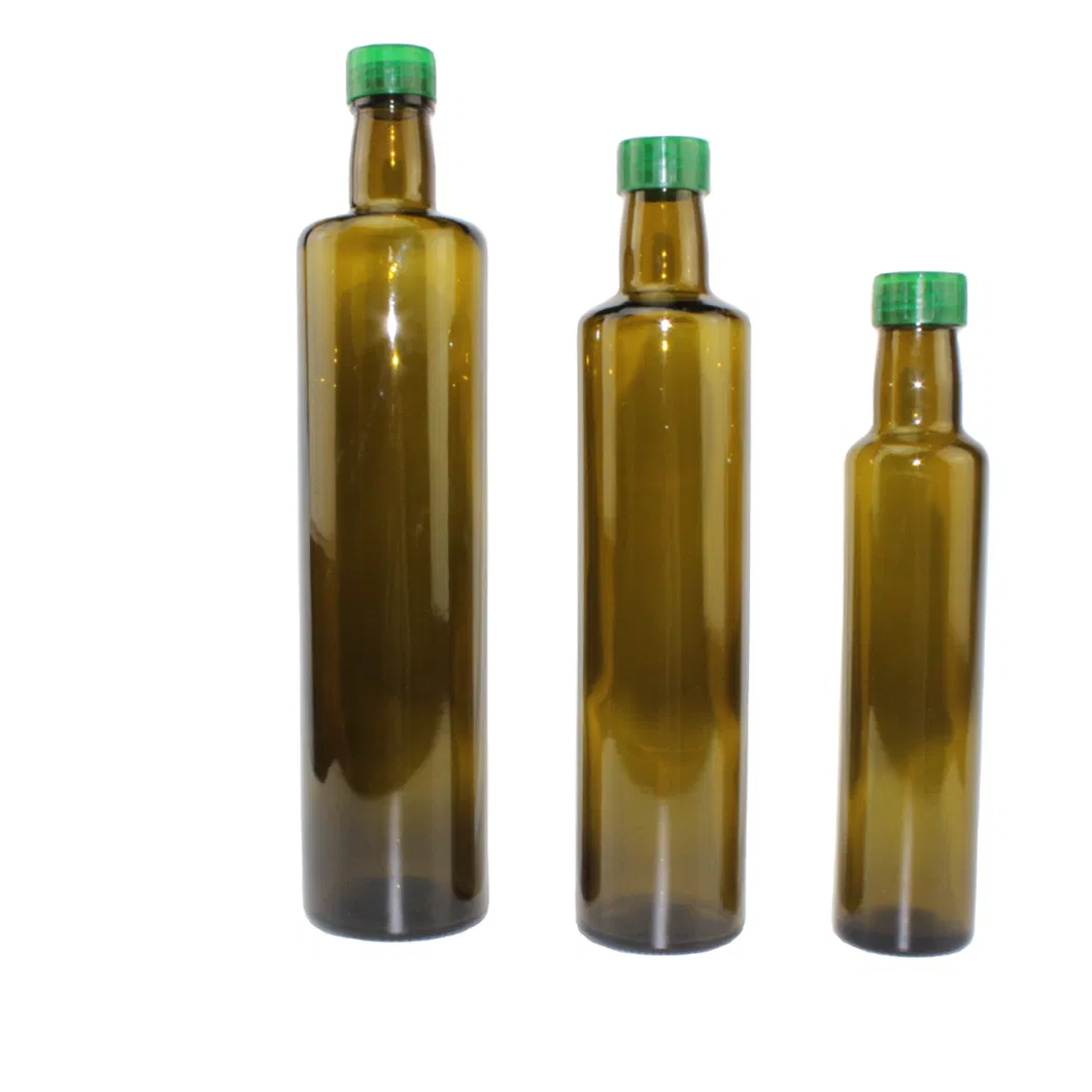 Food Grade 250ml 500ml 750ml 1L Empty Square Antique Green Dorica Marasca Glass Bottle for Olive Oil