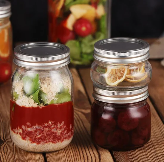 Mason Jars Barattoli in vetro a bocca larga con coperchio e fasce di tenuta Contenitore ermetico per sottaceti, conserve, candele, avena notturna, conserve di frutta, marmellata o gelatina